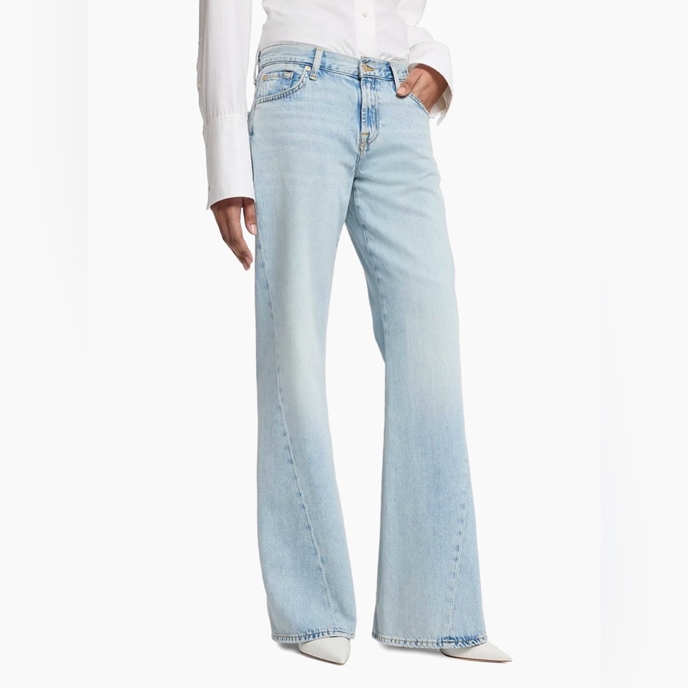 NWT 7 For All Mankind Spencer Flare Cotton Wide Leg Jeans